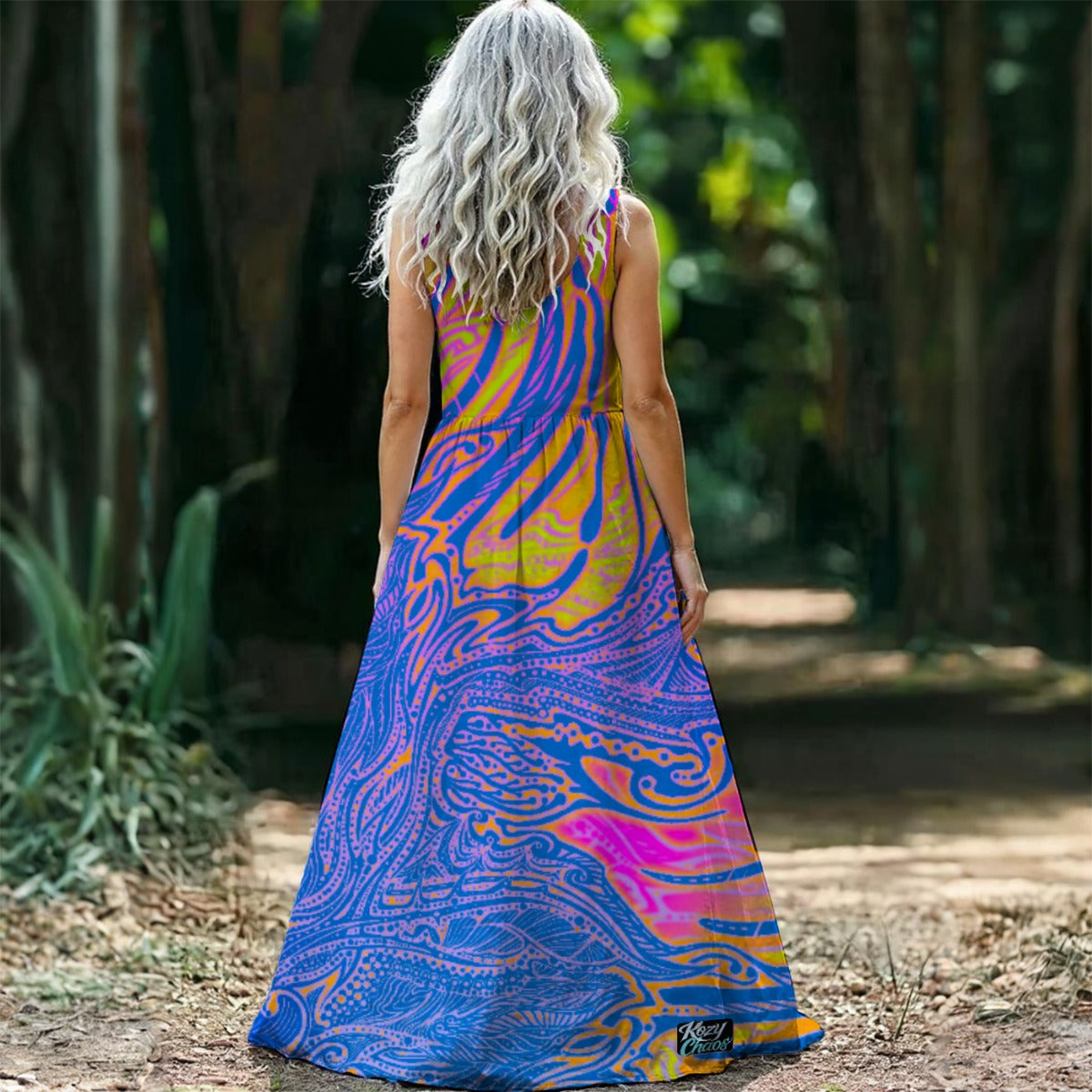 Hand Drawn Line Art - Women’s Sleeveless Maxi Dress