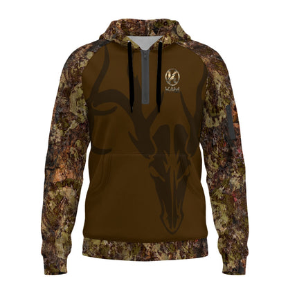 TurkeyTail Buk Camouflage - Half-Zip Hoodie With Arm Pockets