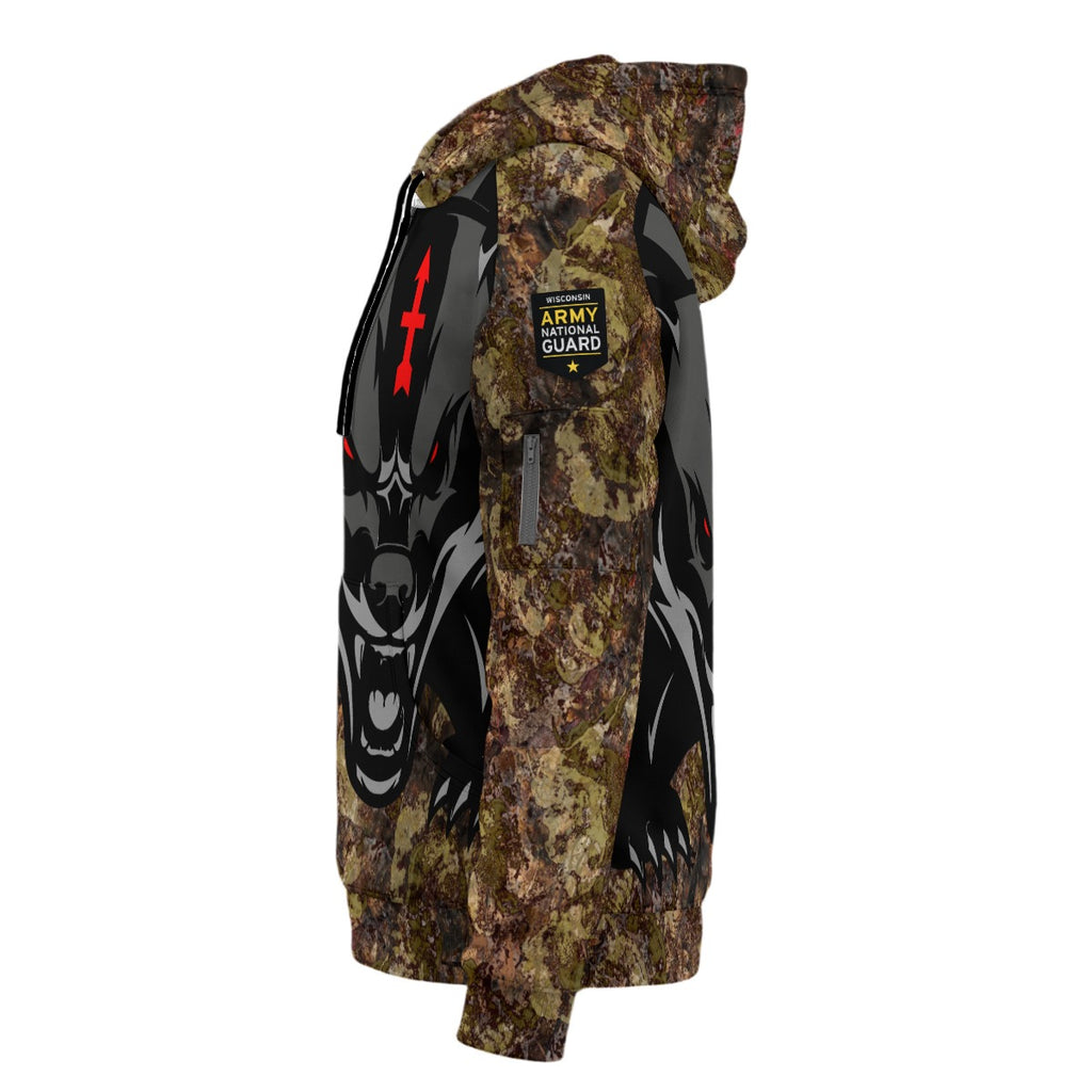 RedArrow Badger Camouflage -  Fleece Half-Zip Hoodie With Arm Pockets