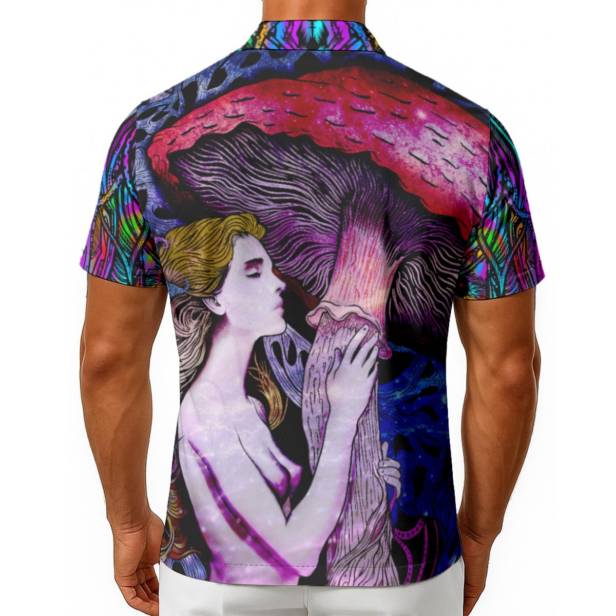 All-Over Print Men's Hawaiian Shirt With Button Closure