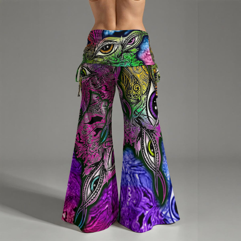 Eyes2Soul Hand Drawn Art - Women's High Waist Wide Leg Pants