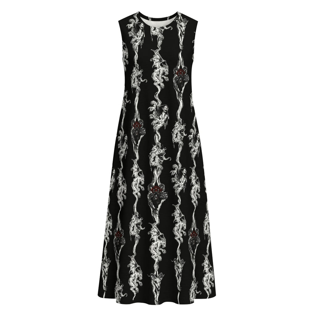 ScreamnDemon Hand Drawn Art - Sleeveless Dress With Pocket|125GSM Slub Cotton