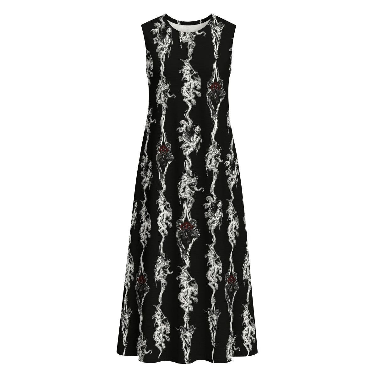 ScreamnDemon Hand Drawn Art - Sleeveless Dress With Pocket|125GSM Slub Cotton