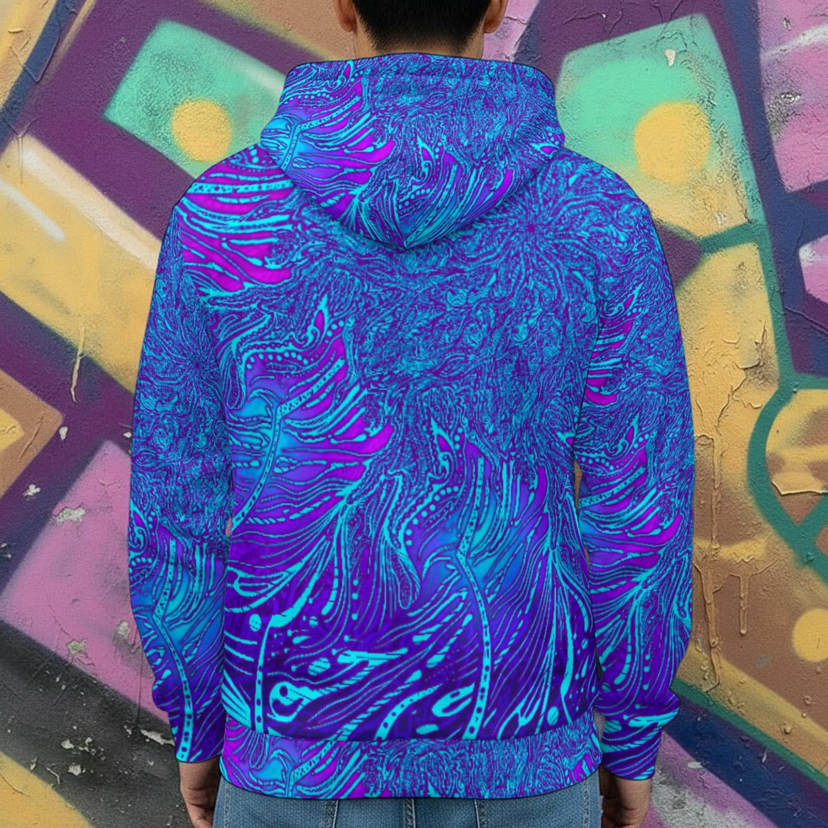 Hand Drawn DotMatrix Men's Heavy Fleece Zip Up Hoodie