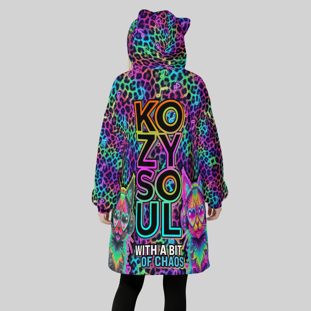KosmiKat Artist-Created Oversized Hoodie Blanket With Decorative Ears
