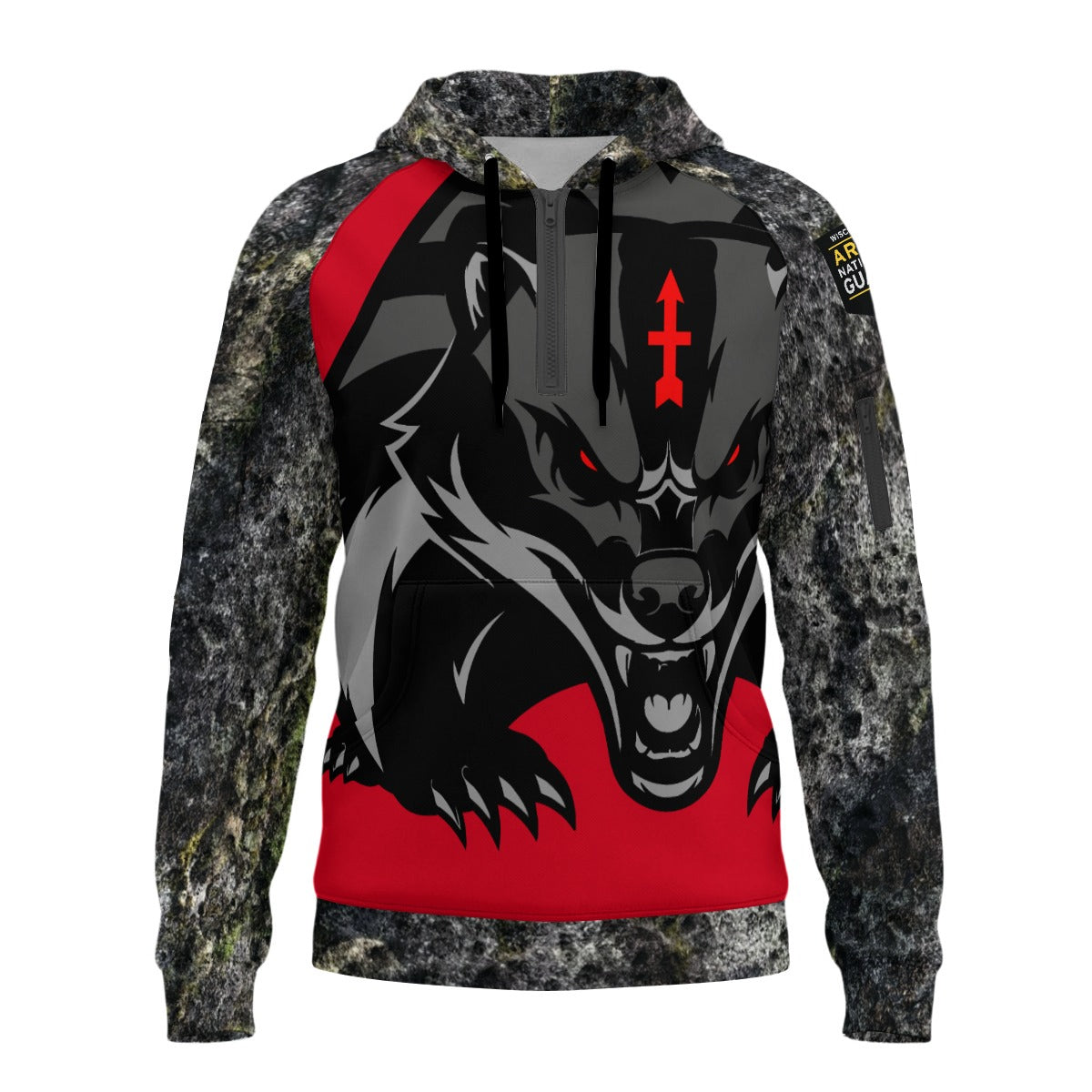 RedArrow PotHole Camouflage - Fleece Half-Zip Hoodie With Arm Pockets