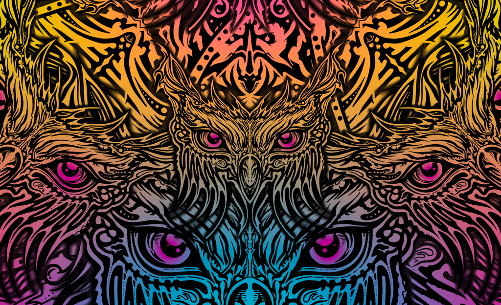 Owlscalation - Hand Drawn Pattern Fleece Oversized Hoodie Blanket With Decorative Ears
