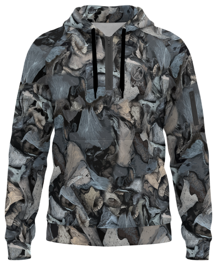 BlackTrumpet ShroomKamo Men’s Fleece Half-Zip Hoodie With Arm Pockets