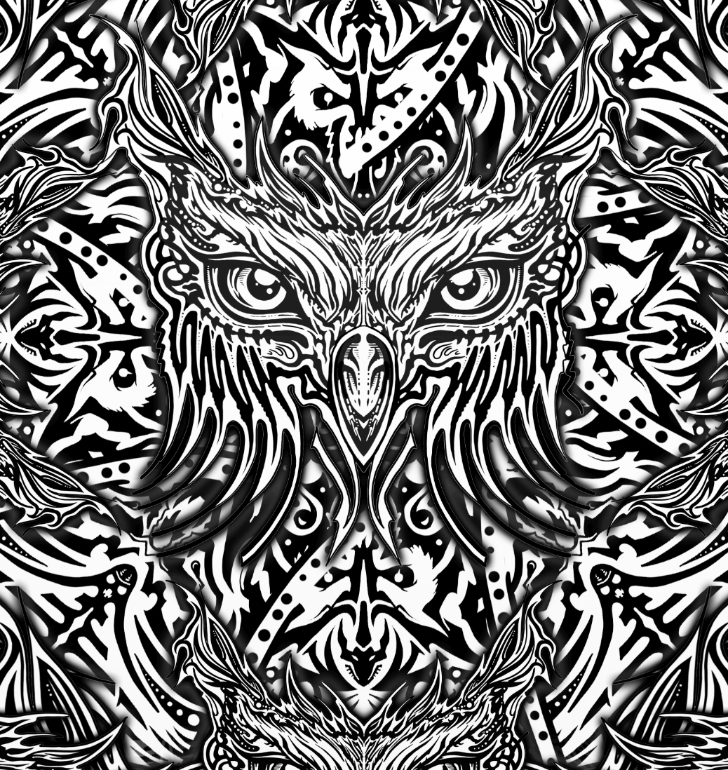Owlscalation BnW - Hand drawn Pattern Print Men's Thicken Pullover Hoodie