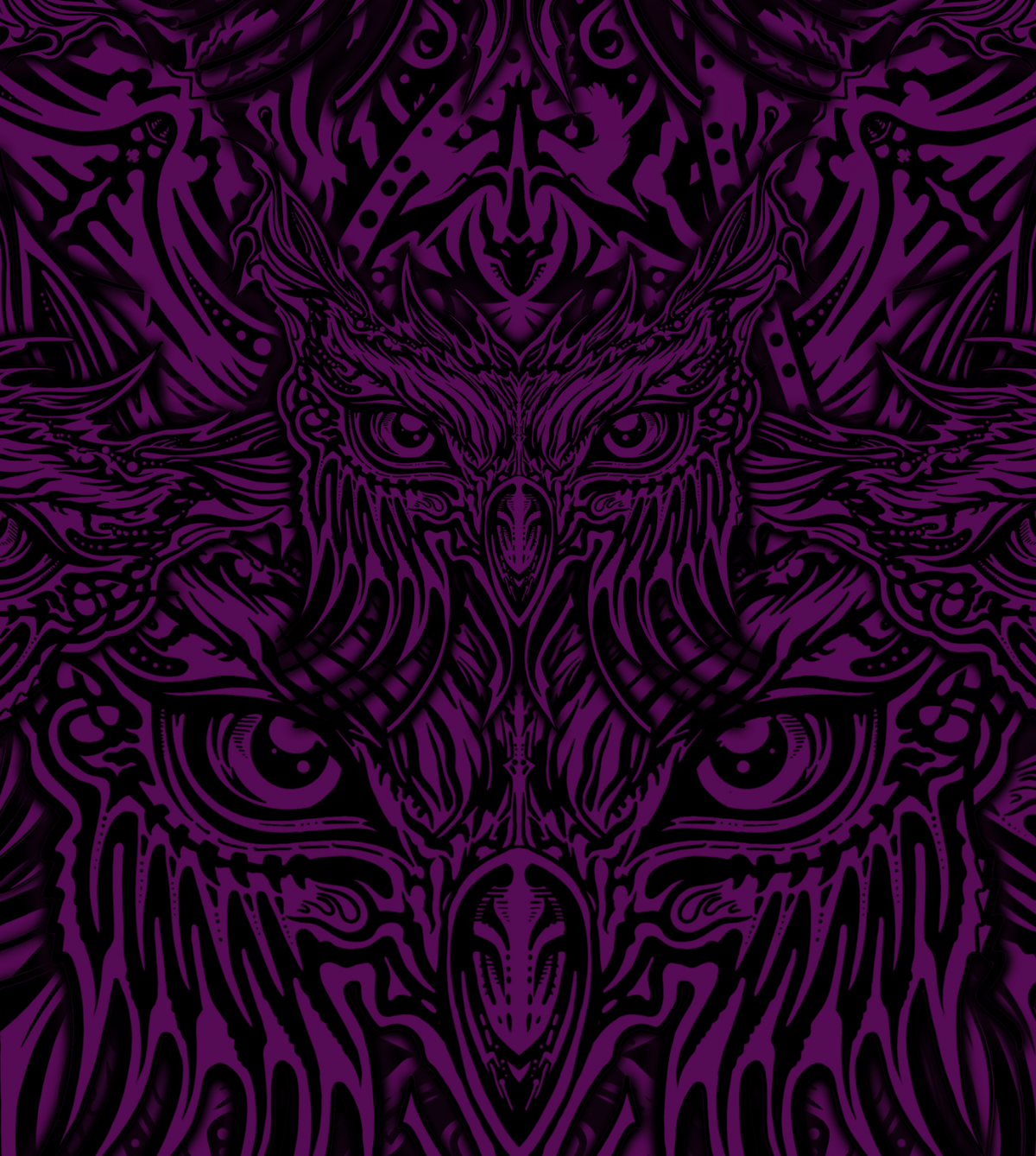Purple Owlscalation - Hand Drawn Patttern Men's Thicken Pullover Hoodie