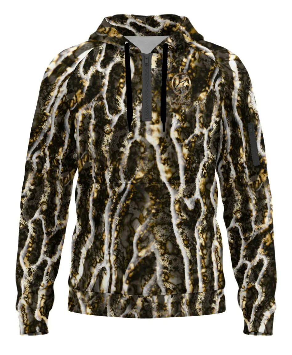 KamFits DarkShroom - Men’s Fleece Half-Zip Hoodie With Arm Pockets